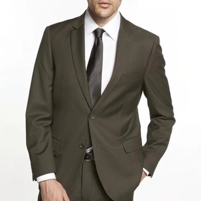 New York Man Italian Designer Olive 2 Piece Suit (available in Slim or Modern fit)