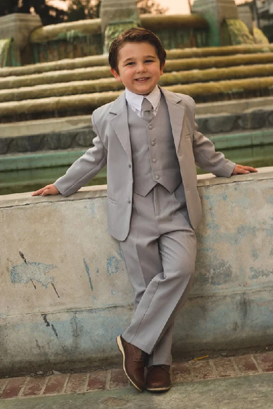 "Joey" Kids Light Grey Suit 5-Piece Set