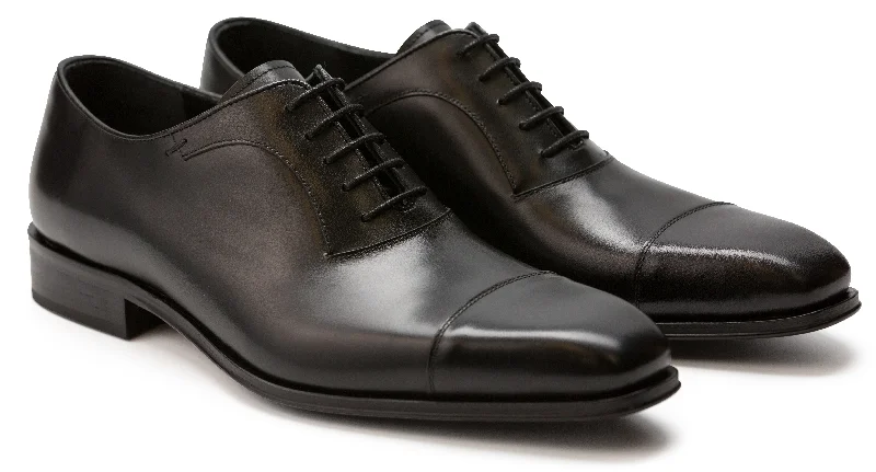 Luciana Men's Black Leather Cap toe Dress Shoe 7523