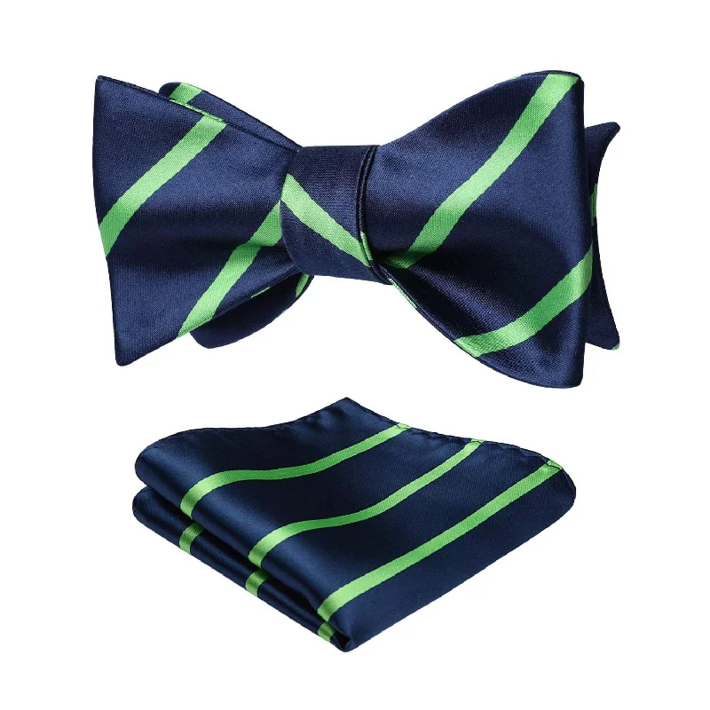 Stripe Bow Tie & Pocket Square - 07-GREEN/BLUE