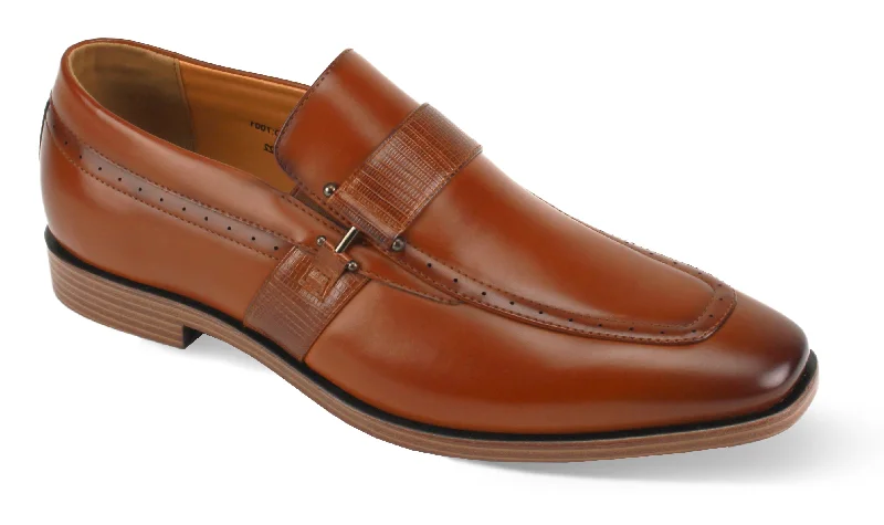 Classic Cognac Moc Toe Slip-On Dress Shoes - Medium and Wide