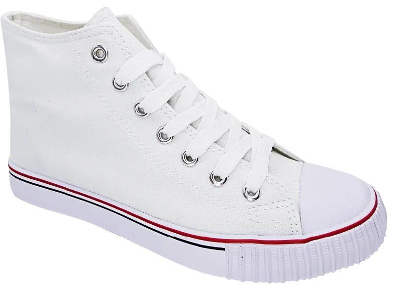 Men's White Denim Classic Hi- Top Canvas Shoes