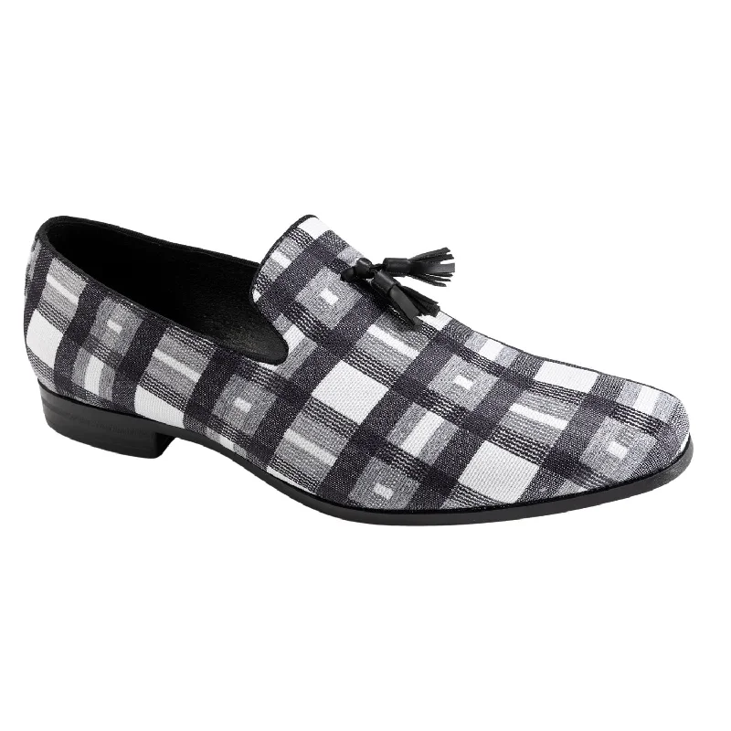 Charm Collection: Black Checkered Slip-On Loafers