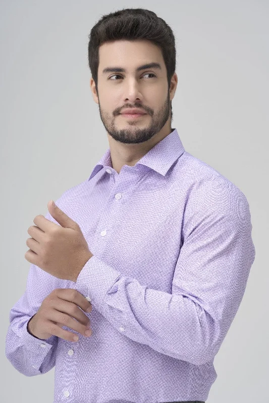 Mauve Print 100% Cotton Slim Fit Business Dress Shirt