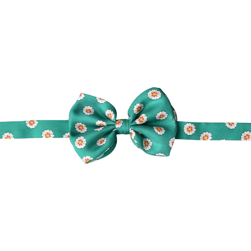 Green with white flowers bow tie