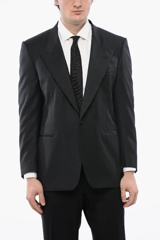 Cc Brothers Virgin Wool Cerimonia 1-Button Blazer With Peak Lapel