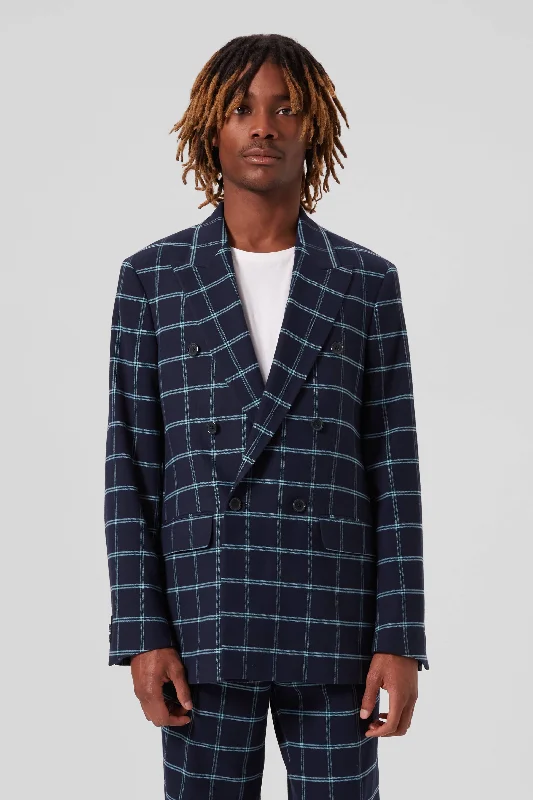 Fabien Oversized Blue Check Jacket - ARCHIVE