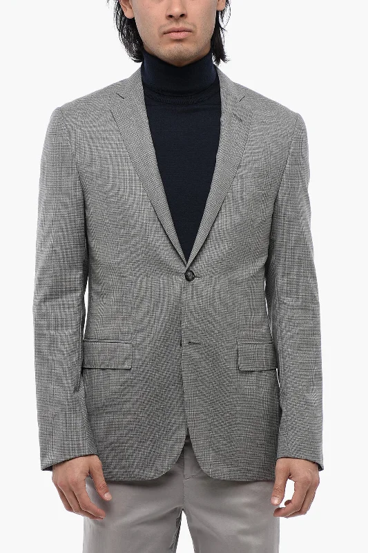 Corneliani Extrafine Virgin Wool Blazer With District Check Motif