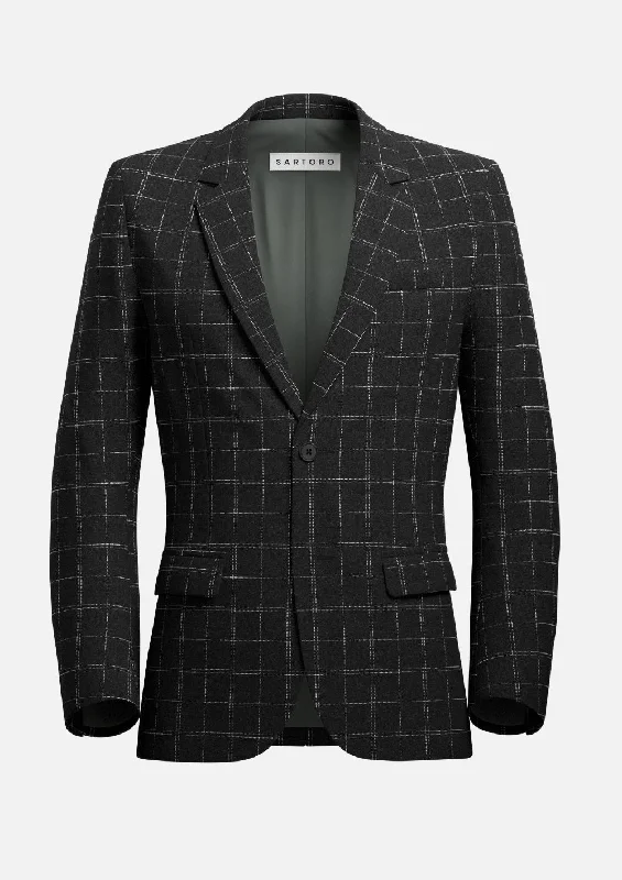 Astor Charcoal Flannel Windowpane Jacket