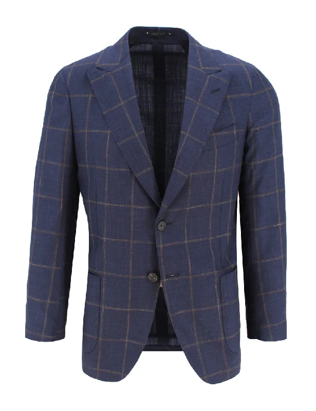 Navy and Rust Window Pane Suit