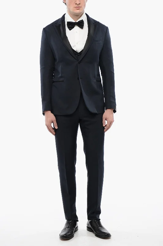 Corneliani Silk Cerimonia Academy 3-Piece Suit With Satin Details