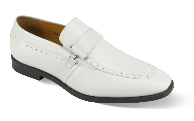 Classic White Moc Toe Slip-On Dress Shoes - Medium and Wide