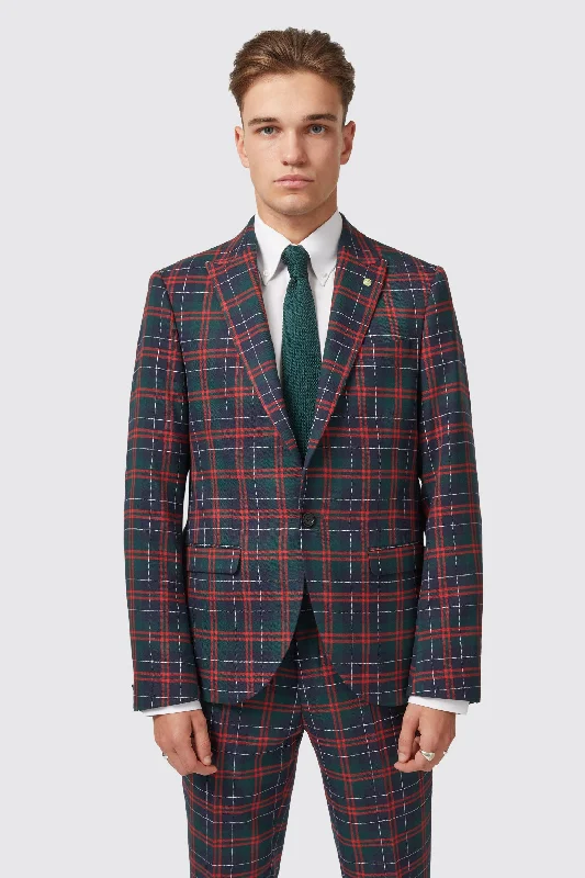 Woolf Slim Fit Green Tartan Jacket - ARCHIVE