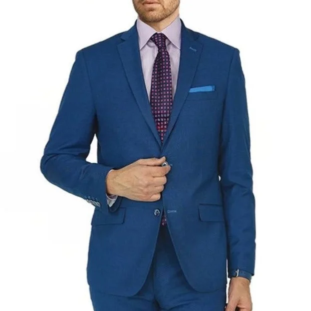 New York Man Italian Designer French Blue 2 Piece Suit (available in Slim or Modern fit)