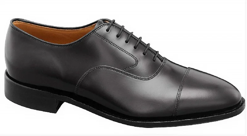 JOHNSTON & MURPHY MEN'S MELTON CAP TOE 22-2981 BLACK CALFSKIN