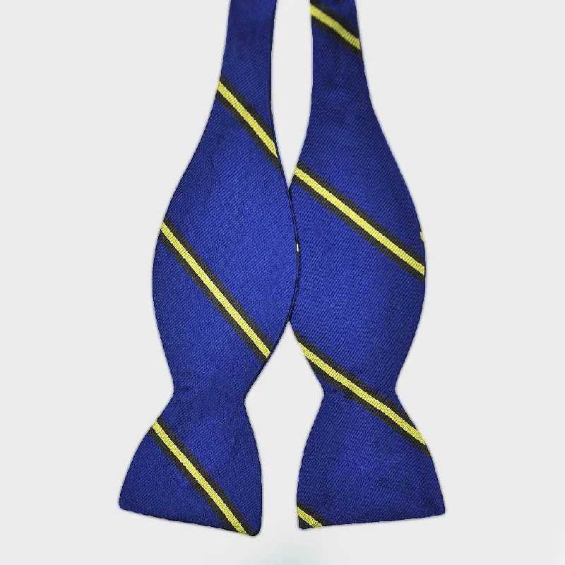 English Silk Reppe Bow Tie with Royal Blue & Yellow Stripes