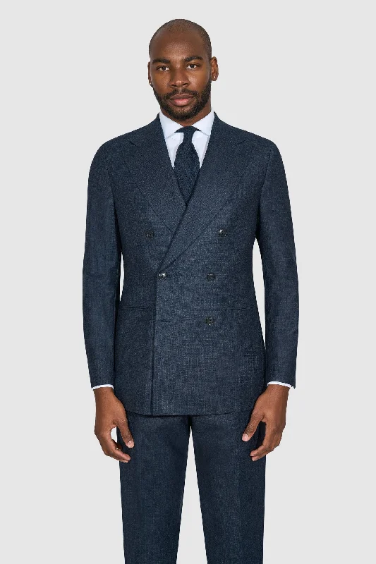 New SUITREVIEW Elmhurst Midnight Blue Speckle Pure Wool Super 130s Suit - Size 40S, 42S, 42R, 42L