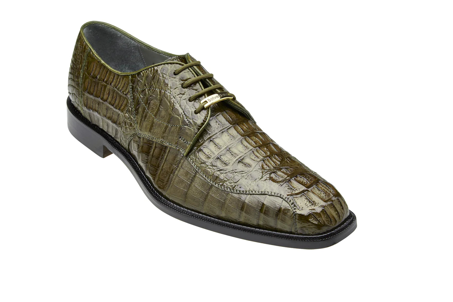 Men's Genuine Hornback Caiman Dress Shoe in Olive- Chapo.