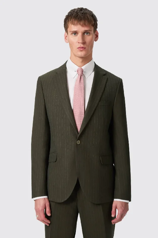 Hodge Slim Fit Green Pinstripe Jacket