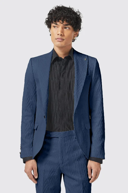 Makowski Slim Fit Navy Jacquard Jacket - ARCHIVE