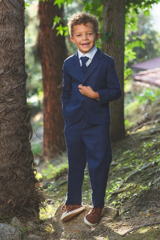 "Safari" Kids Linen Indigo Suit 5-Piece Set