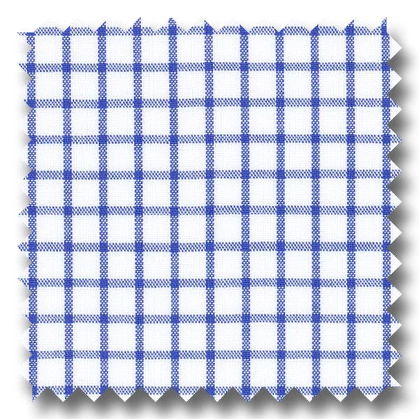 Medium Blue Grid Check Broadcloth - Custom Dress Shirt