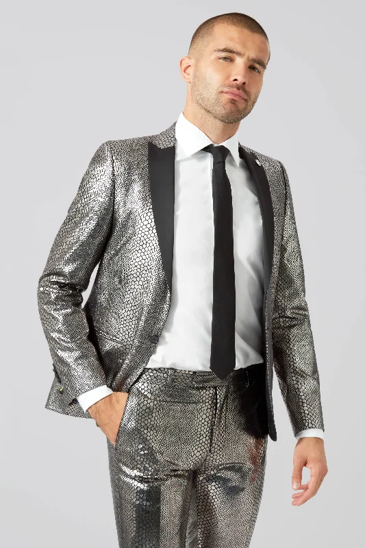 Insight Skinny Fit Silver Snake Print Jacket - ARCHIVE