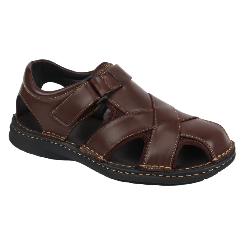 Men's Casual Dark Brown Criss Cross Fisherman Sandals