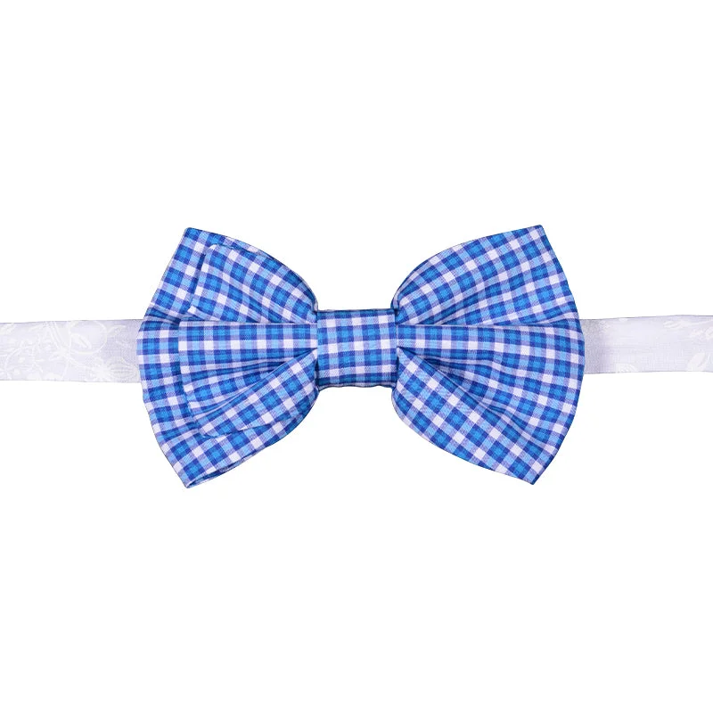 White/blue plaid bowtie