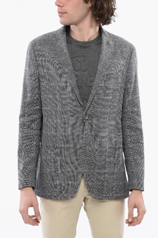 Corneliani Cotton Blazer With Textured Check Motif