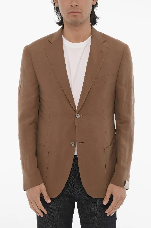 Corneliani Linen And Silk Half-Lined Gate 2-Button Blazer