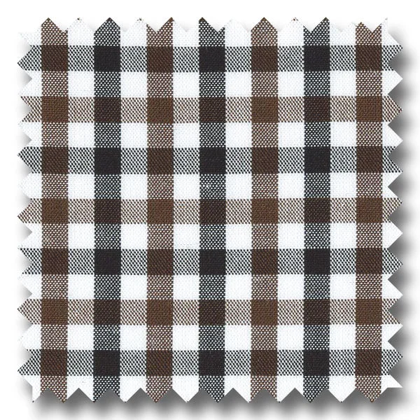 Black and Brown Gingham Check Broadcloth - Custom Dress Shirt