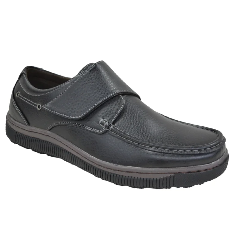 Men's Black Easy Fasten Slip On Casual Shoes - Medium and Wide