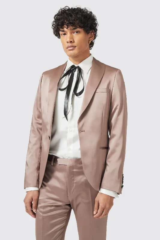 Draco Skinny Fit Rose Gold Sateen Jacket