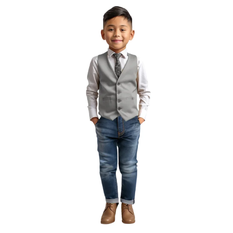 Zegarie Boys Suit Separate 4 Button Vest - Light Grey