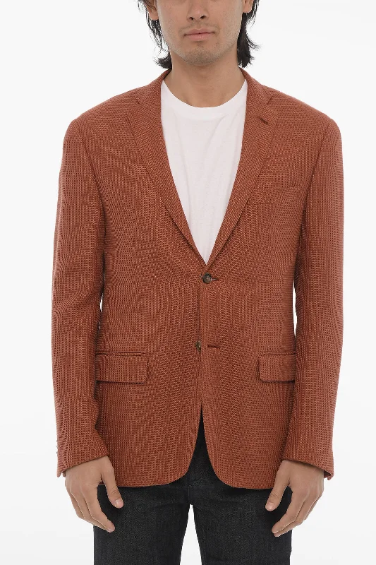 Corneliani Honeycomb Side Vents Notch Lapel Gate 2-Button Blazer