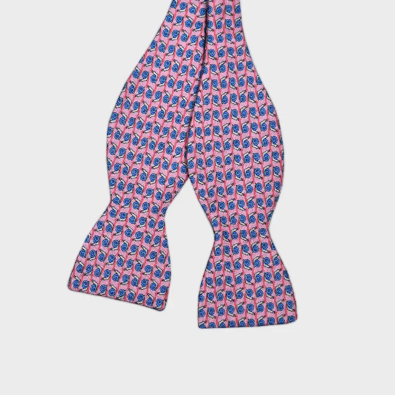 English Printed Silk Little Snail Repeat Bow Tie in Pink & Blue