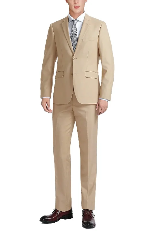 Vanderbilt Collection - Classic 2 Piece Suit 2 Buttons Regular Fit In Beige