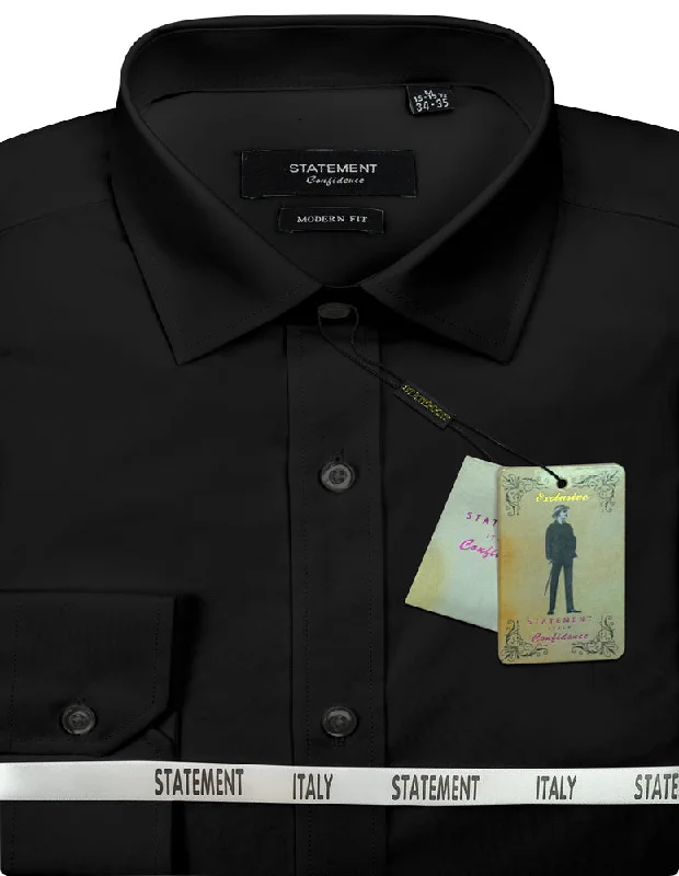 MODERN FIT BLACK BASIC DRESS SHIRT