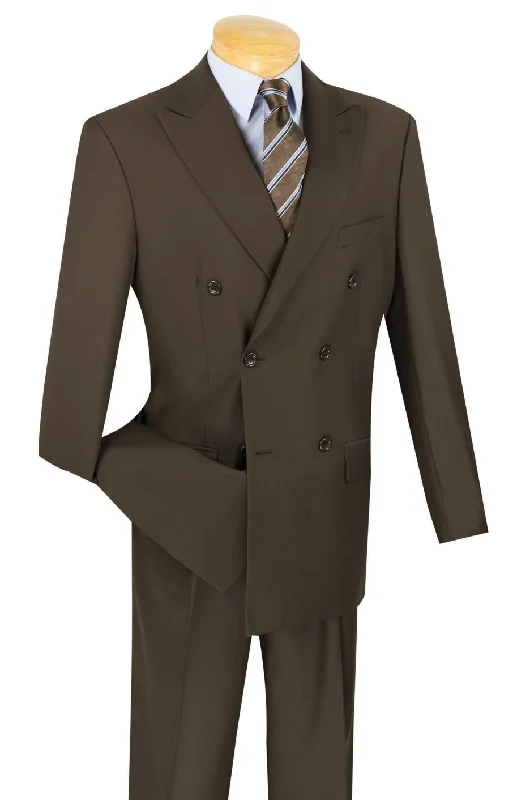 Ramses Collection - Double Breasted Suit 2 Piece Regular Fit in Brown