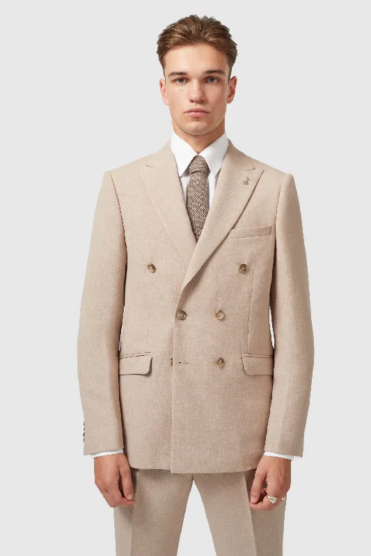 Bresnan Slim Fit Neutral Double Breasted Jacket - ARCHIVE