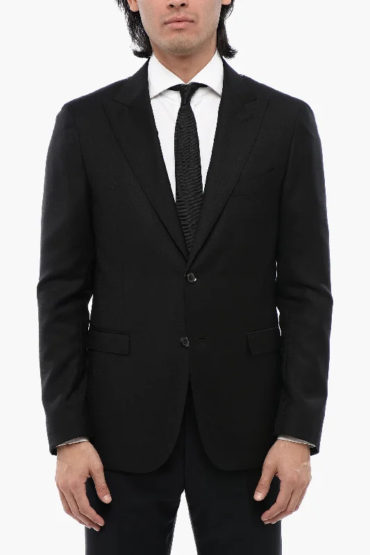 Corneliani Cc Collection Virgin Wool Peak Lapel 2-Button Blazer