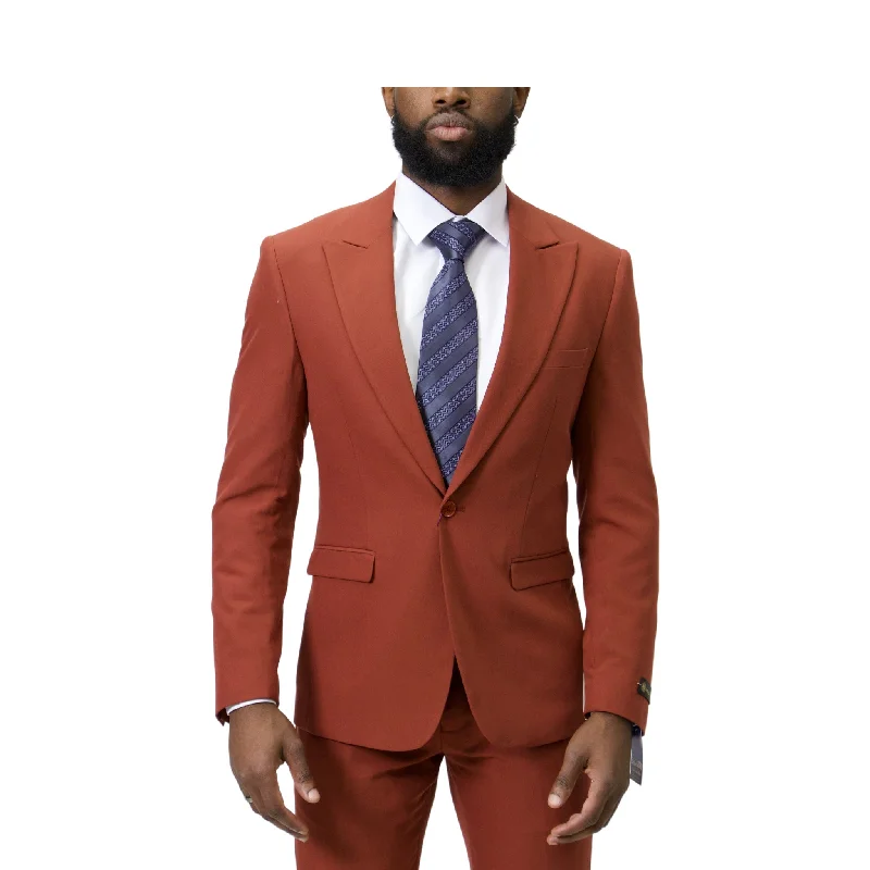 Royal Luxe Modern fit 1 Button Stretch Rust