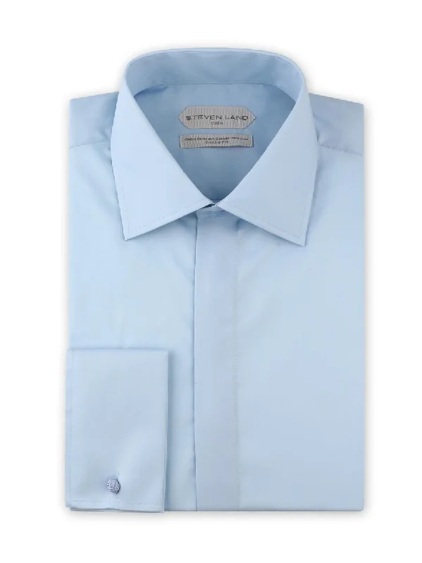 Dress Shirt Elite Collection | Easy Care | Button Cuff Non-Iron Shirt for Men | Blue