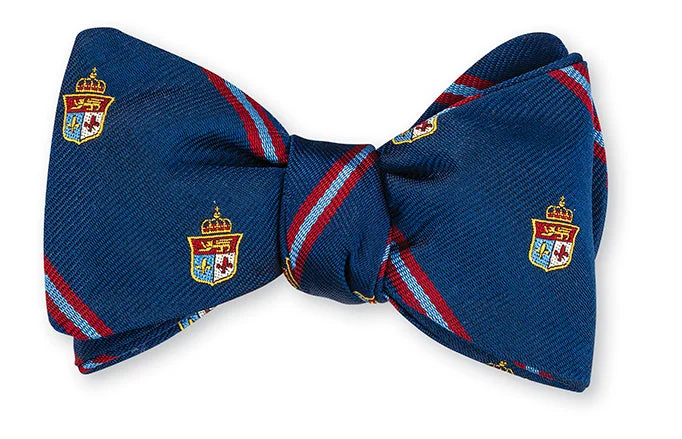 Navy Heraldic Stripes Bow Tie - B5321