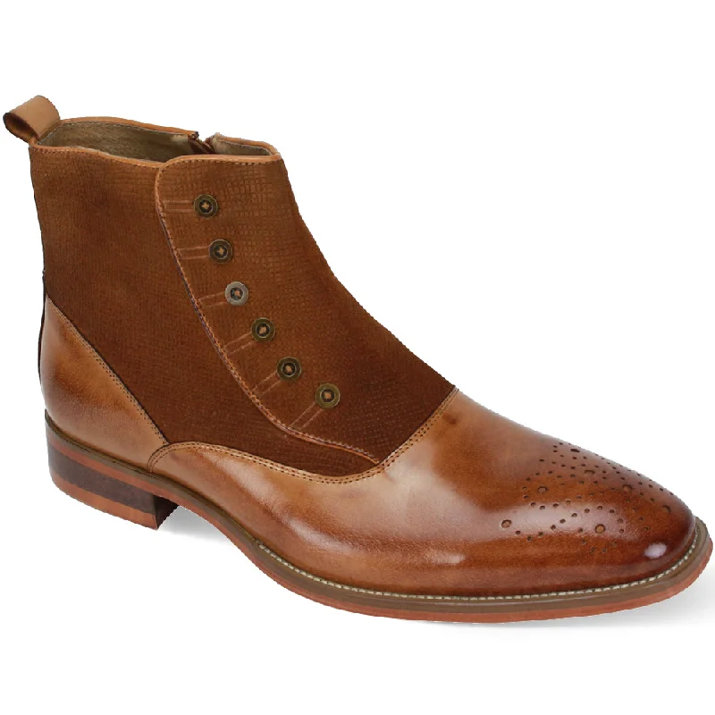 Spatcraft Elegance: Tan Plain Toe Spat Boot with Inside Zipper