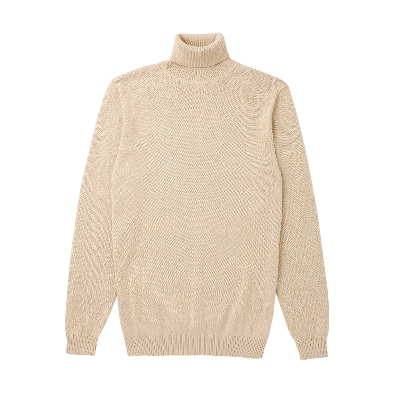 Long Sleeve Turtle Neck Sweater by Lorenzo Franco - Sand