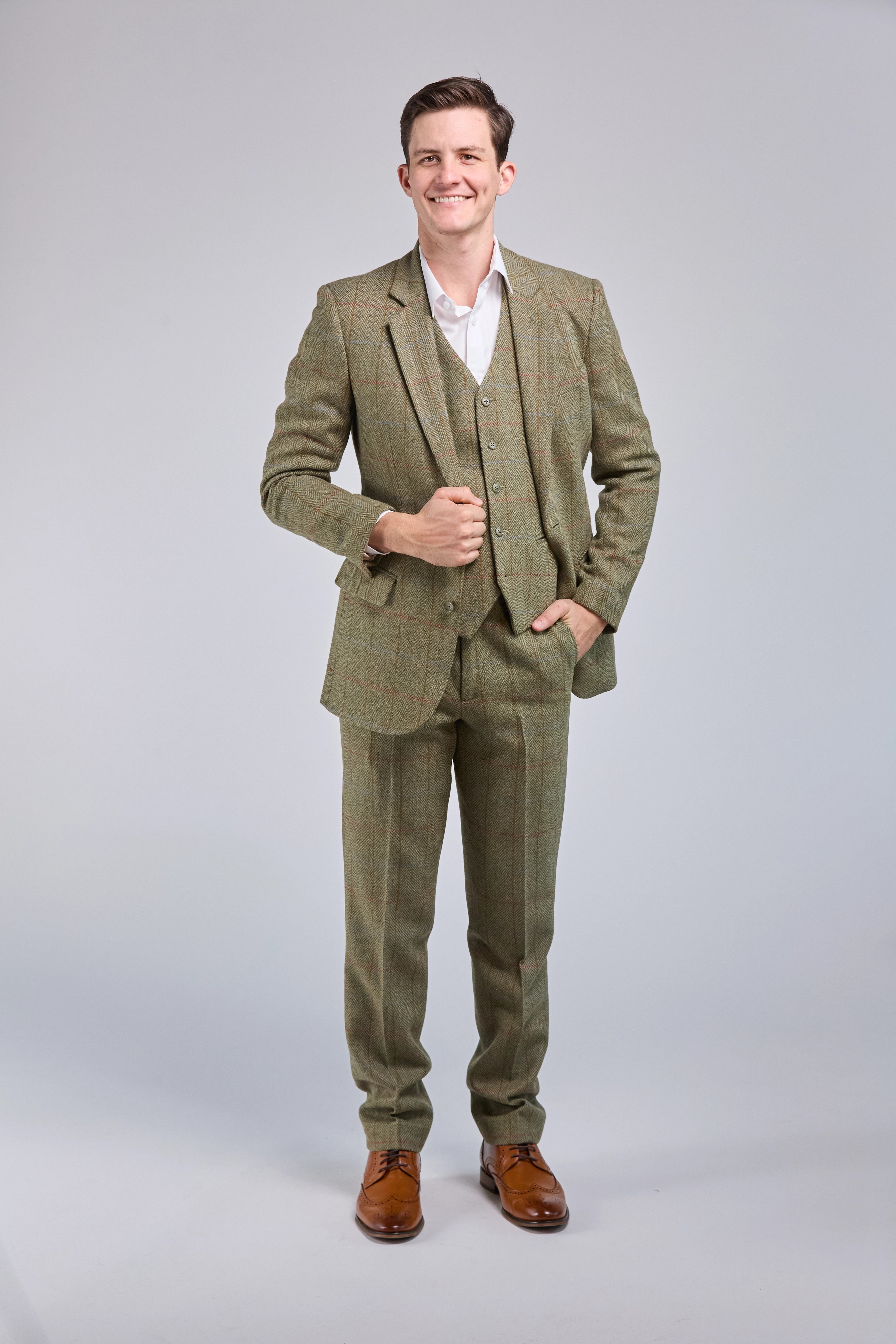 Harvest Green Check Tweed 3 Piece Suit