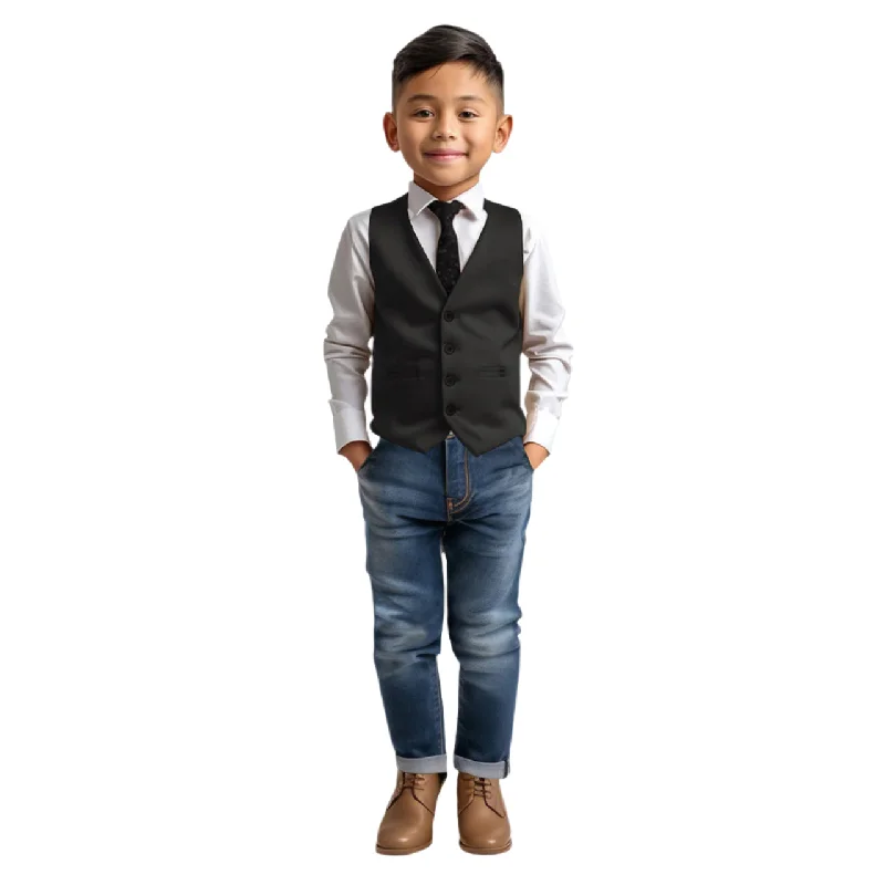 Zegarie Boys Suit Separate 4 Button Vest - Black