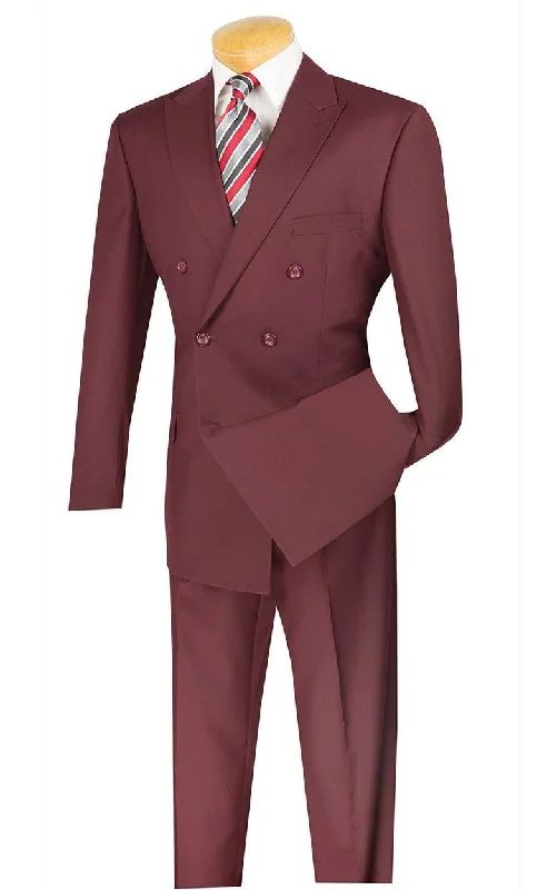 Ramses Collection - Double Breasted 2 Piece Suit Regular Fit in Burgundy